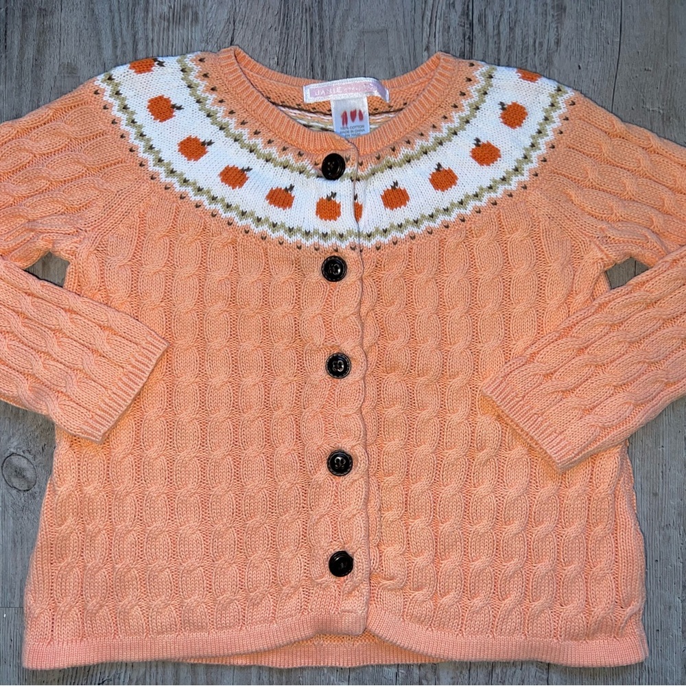 Janie and Jack Pumpkin soft orange Cable Knit Sweater